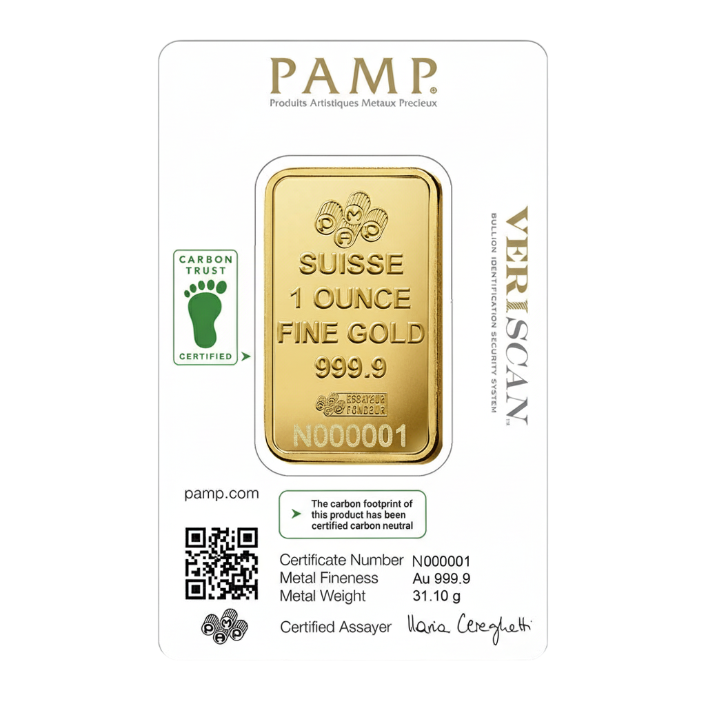 1 oz PAMP Suisse Lady Fortuna Veriscan Gold Bar
