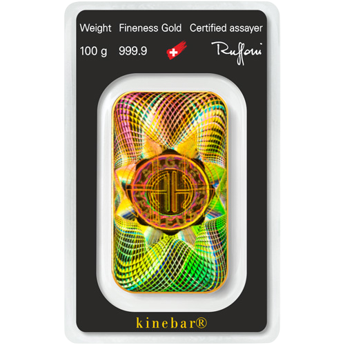 100 Gram Argor Heraeus Kinebar Gold Bar