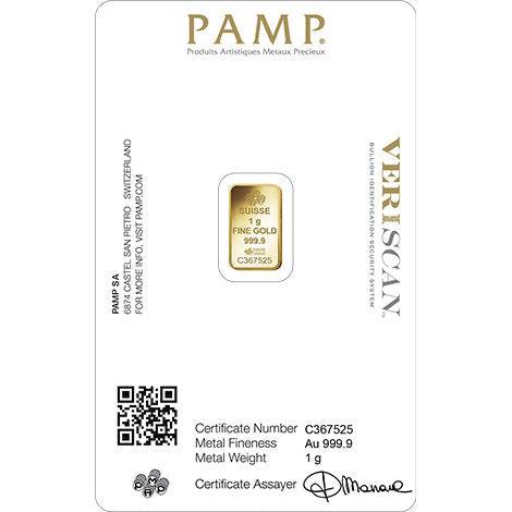 1 Gram PAMP Suisse Gold Bar