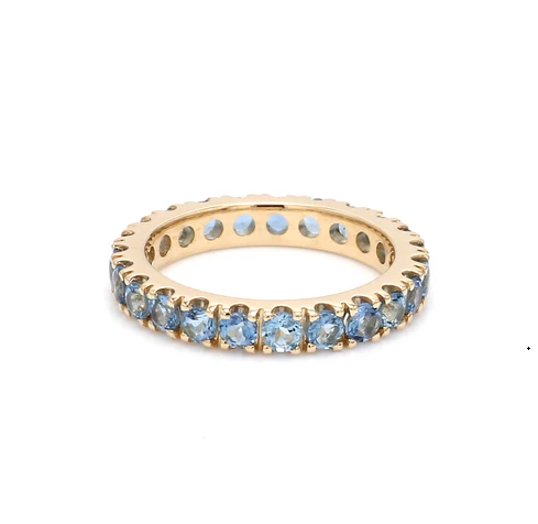 Aquamarine Round Eternity Band Ring
