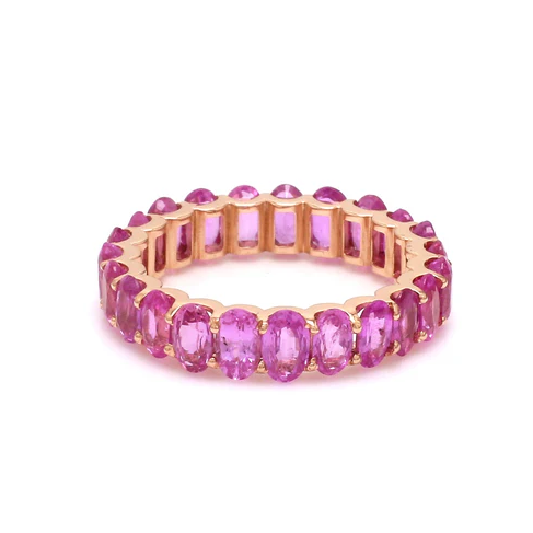 Pink Sapphire Oval Cut Eternity Band Ring
