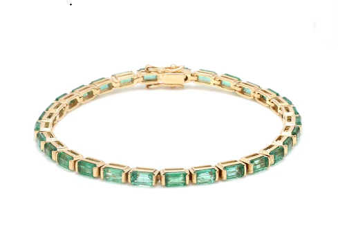 Emerald Octagon Bar Set Bracelet