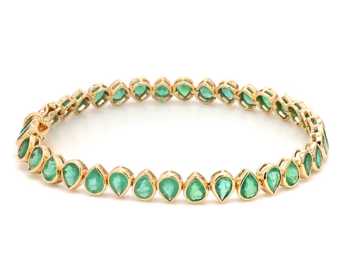 Emerald Pear Bezel Set Upside Down Bracelet
