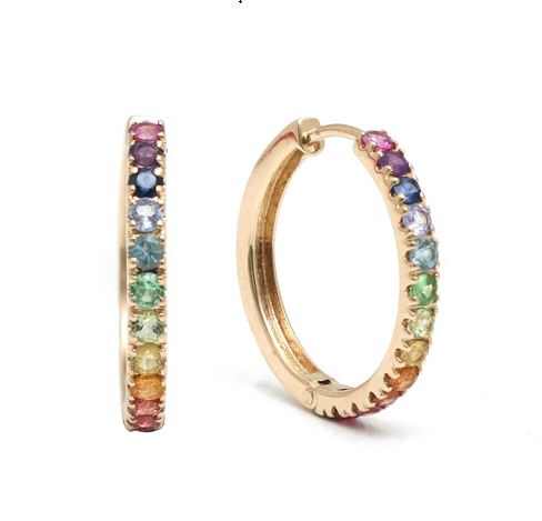 Rainbow Gemstone Mini Hoops