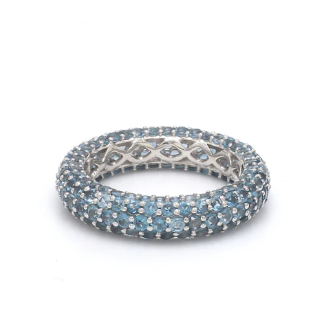 Blue Topaz Round Pave Ring