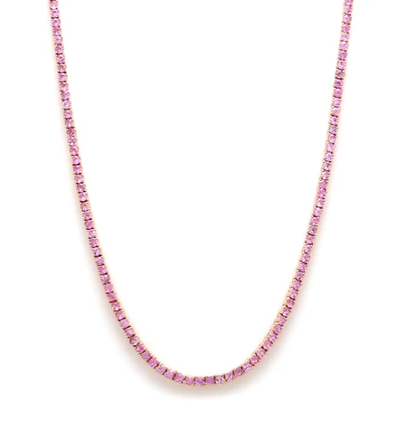 Pink Sapphire 2.00 MM Tennis Necklace
