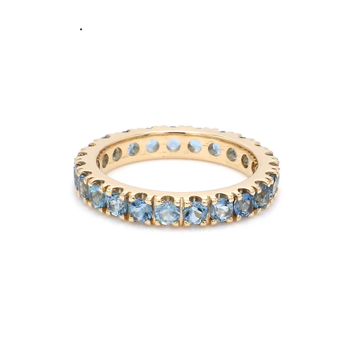 Aquamarine Round Eternity Band Ring