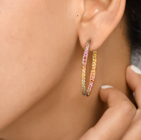 Rainbow Sapphire 2MM Hoops