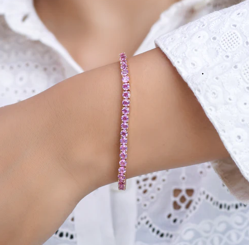 Pink Sapphire 3.50MM Round Bracelet