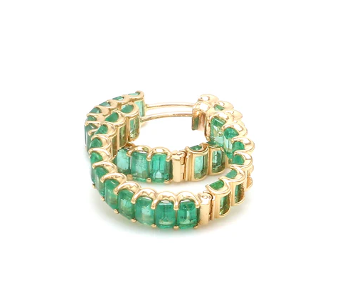 Emerald Octagon Mini Hoops