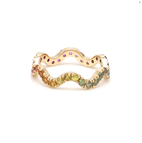 Rainbow Sapphire Wavy Ring