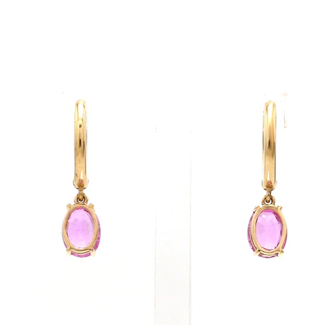Pink Sapphire Oval Prong Set Mini Earrings