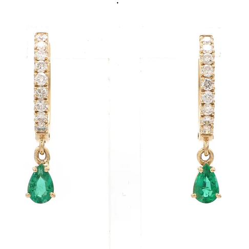Emerald Pear Diamond Mini Huggies Earrings