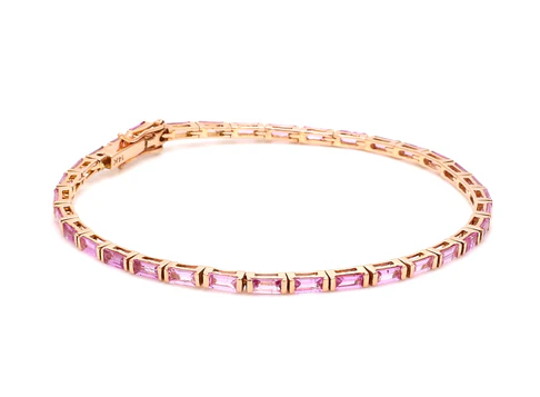 Pink Sapphire Horizontal Baguette Bracelet