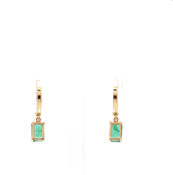 Emerald Octogen Mini Huggies Earrings