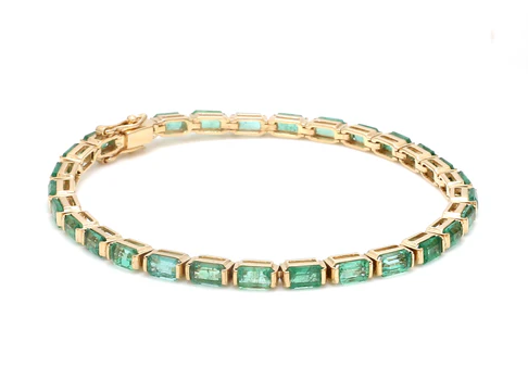Emerald Octagon Bar Set Bracelet