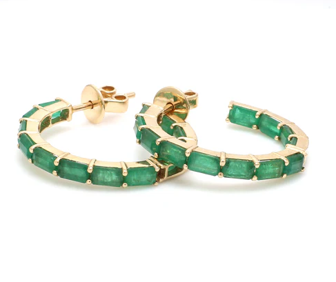 Emerald Octagon Small Hoops