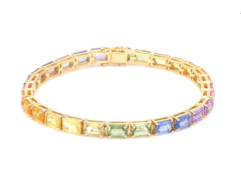 Rainbow Sapphire Big Emerald Cut Bracelet