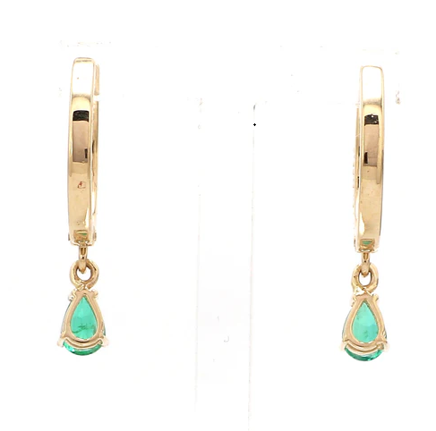 Emerald Pear Diamond Mini Huggies Earrings