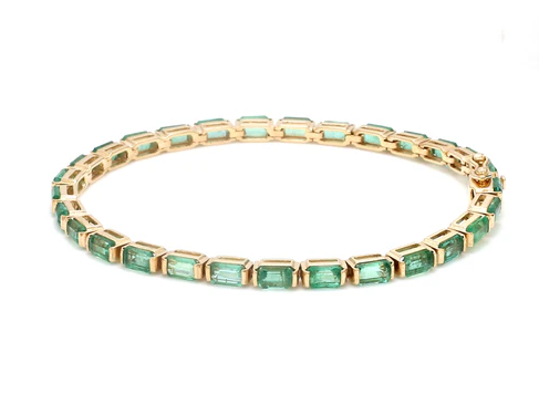 Emerald Octagon Bar Set Bracelet