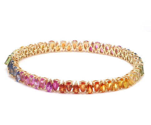 Rainbow Sapphire Pear Upside Down Tennis Bracelet