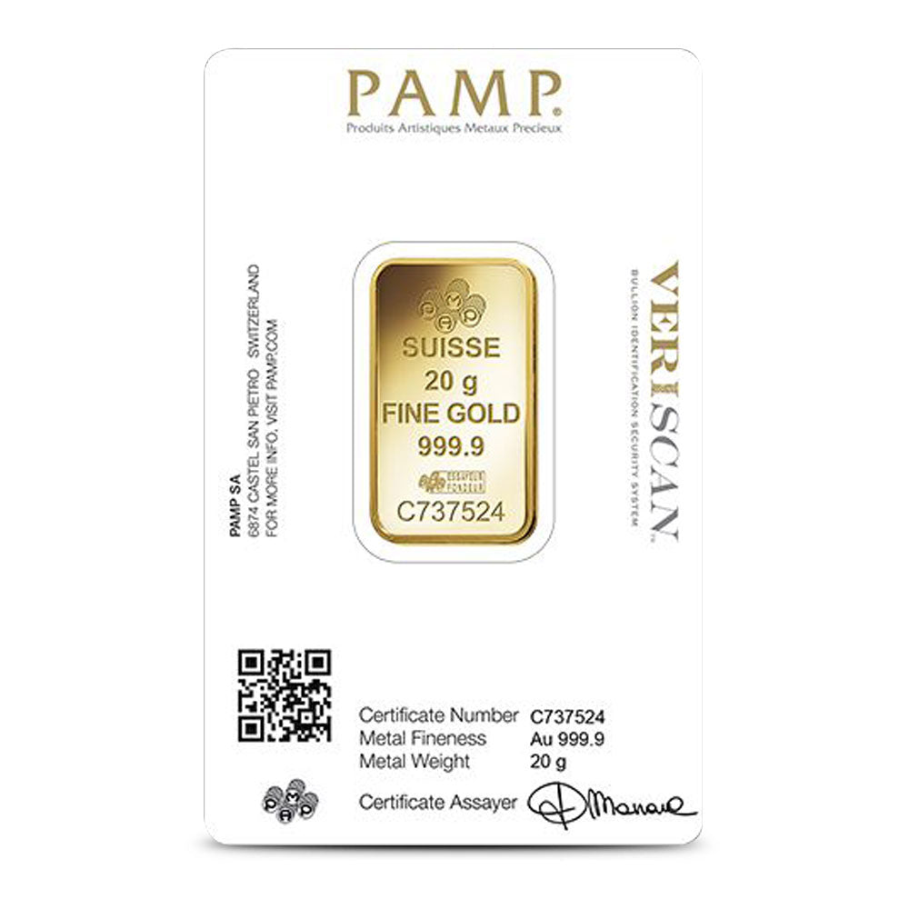 20 Gram PAMP Suisse Fortuna Veriscan Gold Bar