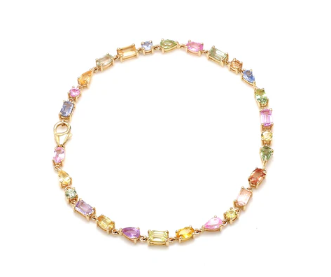 Rainbow Sapphire Pastel Shade Mix Shape Tennis Bracelet