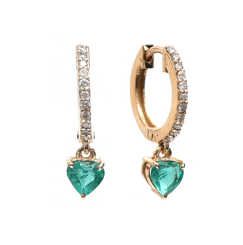 Emerald Heart Mini Huggies Earrings