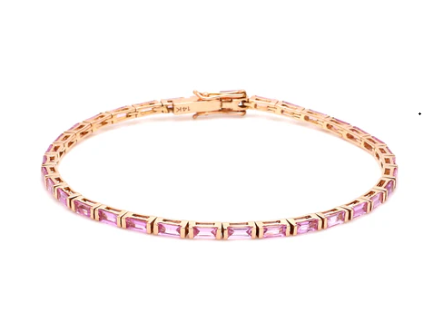 Pink Sapphire Horizontal Baguette Bracelet
