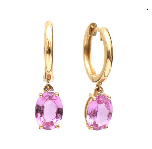 Pink Sapphire Oval Prong Set Mini Earrings