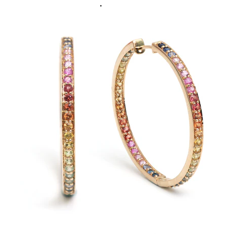 Rainbow Sapphire 2MM Hoops