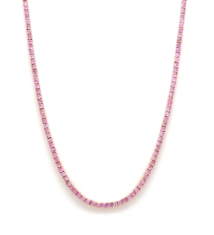 Pink Sapphire 2.00 MM Tennis Necklace