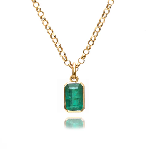 Emerald Octagon Bezel Set Necklace