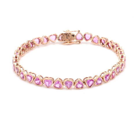 Pink Sapphire Heart Bracelet