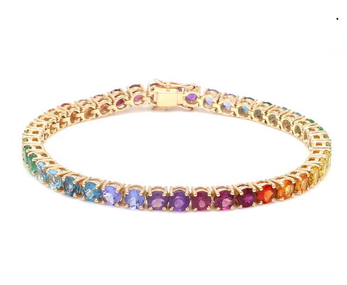 Rainbow Gemstone 4MM Round Tennis Bracelet