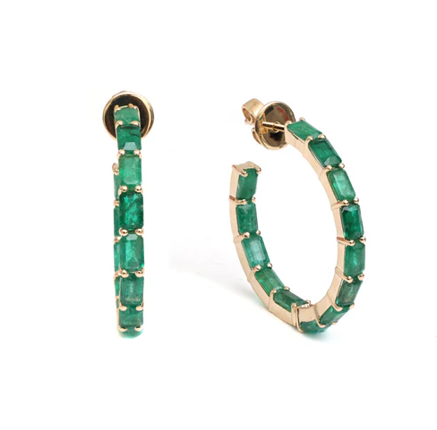 Emerald Octagon Small Hoops