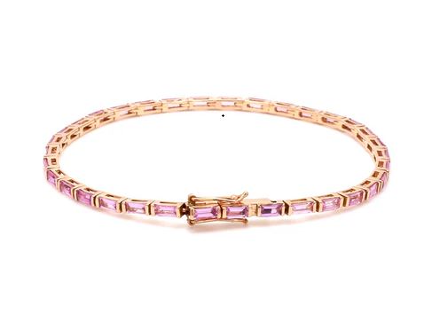 Pink Sapphire Horizontal Baguette Bracelet