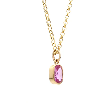 Pink Sapphire Cushion Charm Pendant