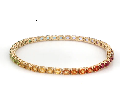 Rainbow Gemstone Oval Tennis Bracelet