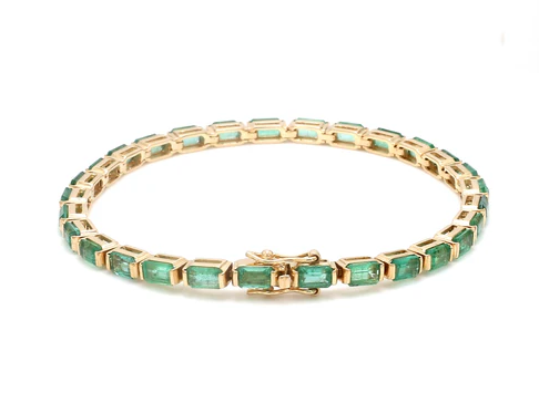 Emerald Octagon Bar Set Bracelet