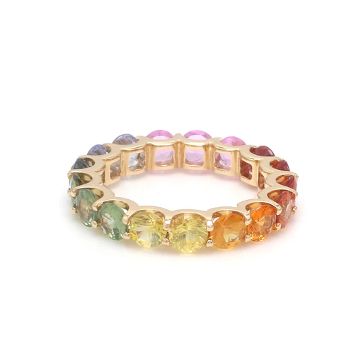 Rainbow Sapphire Round U-Prong Ring