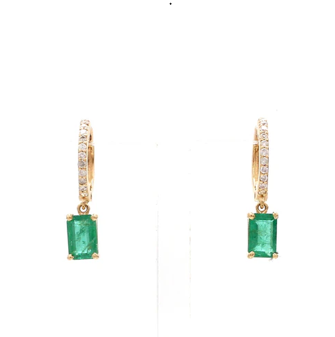 Emerald Octogen Mini Huggies Earrings