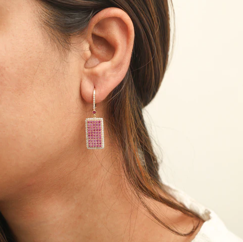 Pink Sapphire Tag Earring