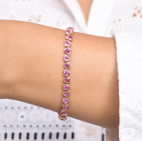 Pink Sapphire Heart Bracelet