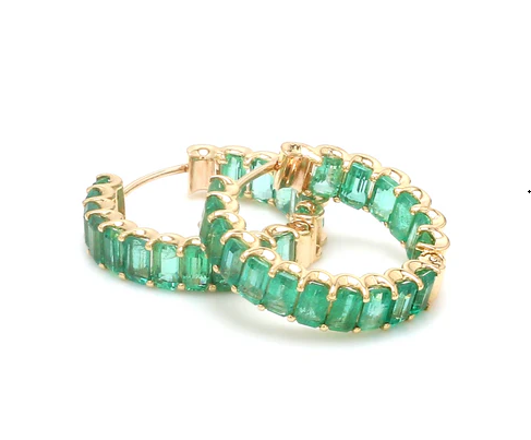 Emerald Octagon Mini Hoops