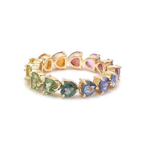 Rainbow Sapphire East West Heart Ring