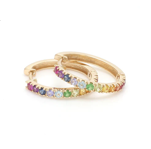 Rainbow Gemstone Mini Hoops