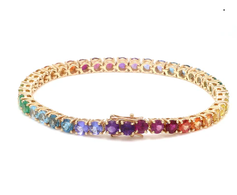 Rainbow Gemstone 4MM Round Tennis Bracelet