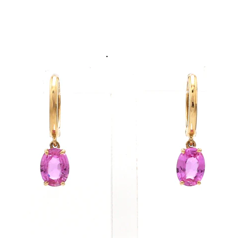 Pink Sapphire Oval Prong Set Mini Earrings