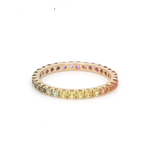 Rainbow Sapphire Thin Eternity